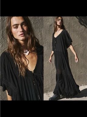 Free People Dream On Maxi Dress - Elegant Crochet Detail